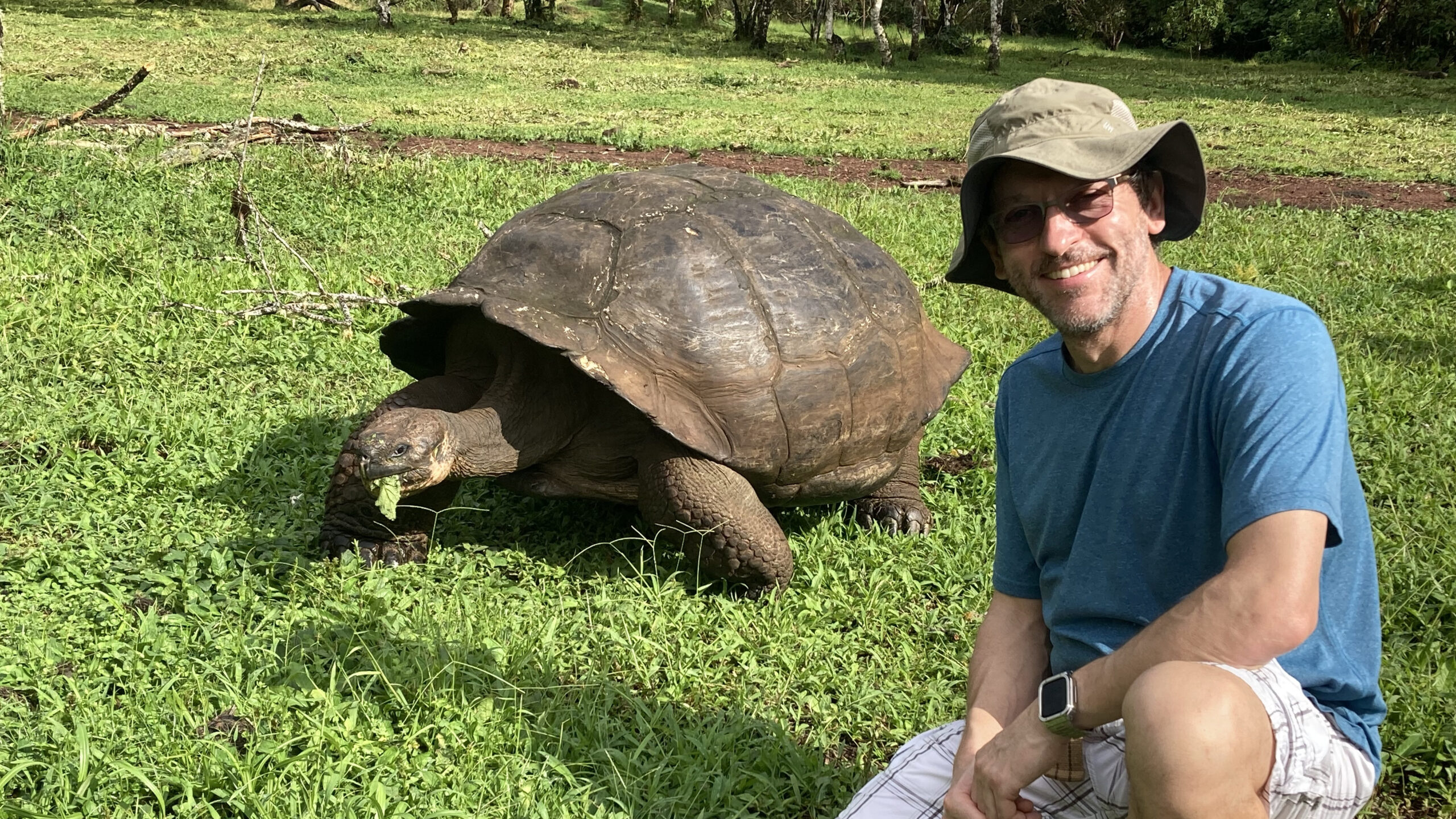 Dr. Stephen Divers, pictured with a Galapagos tortoise
